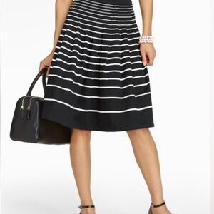 Talbots Striped Black and White A-Line Skirt